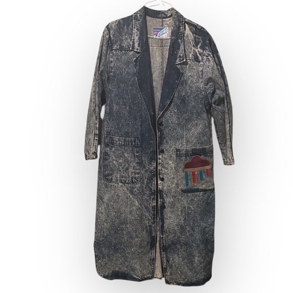 Vistas de Santa Fe Jackets & Blazers - rare vintage vistas de santa fe pioneer wear suede appliqué hawk denim duster L